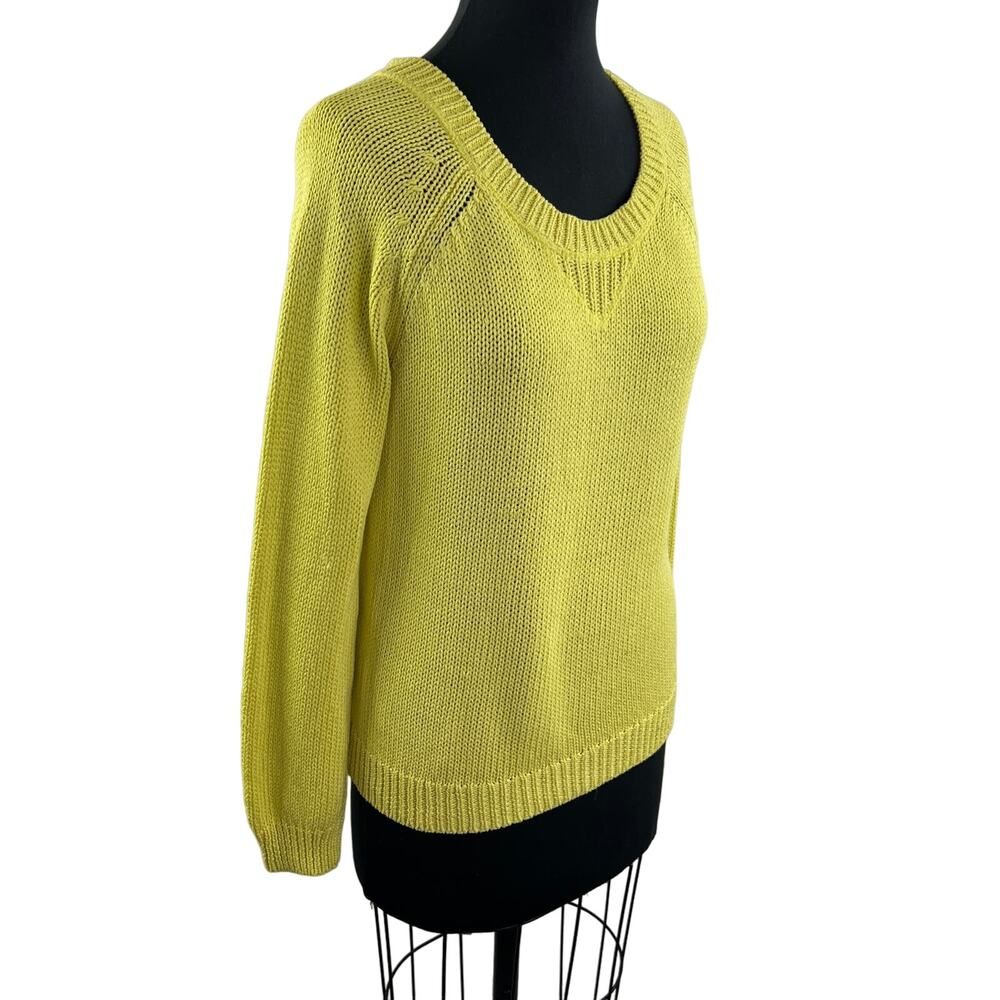 BANANA REPUBLIC MILLY COLLECTION Lemon Lime Cotton Drop Shoulder Sweater Size S